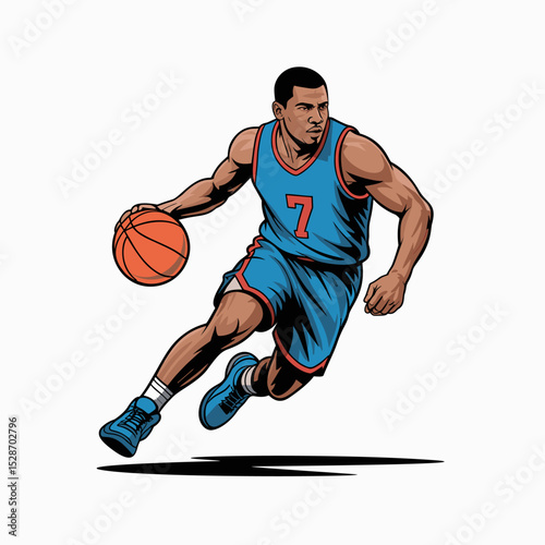 Young man playing basketball design illustration
