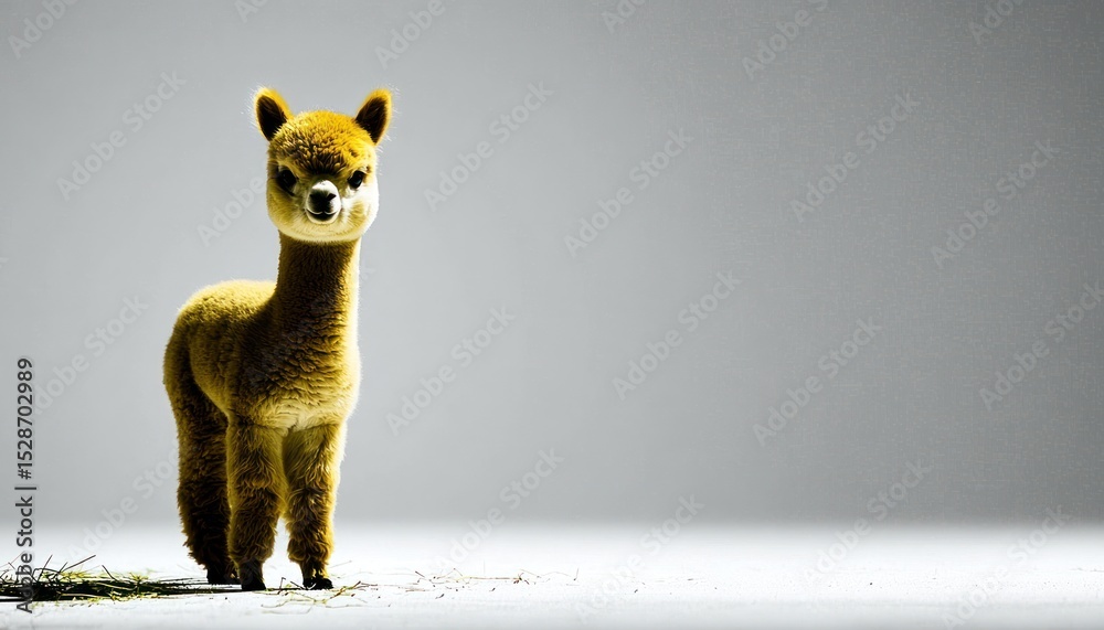 Fototapeta premium Alpaca portrait against a plain backdrop