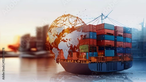 Container ship transporting goods around the world