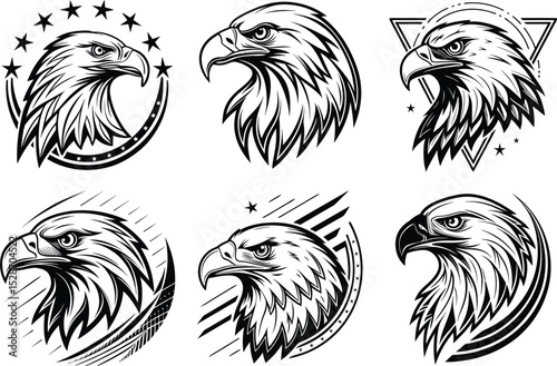 Six Majestic Eagle Head Designs Perfect for Branding Logos and Identity Design Projects