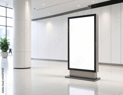 Blank Digital Signage Mockup in Modern Lobby.