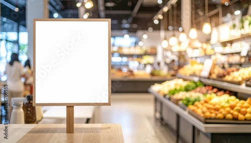 Blank Countertop Sign in Grocery Store Produce