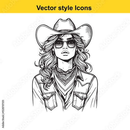 Western Culture Traditions – Cowboy, Cowgirl, Horse, and Frontier Lifestyle Illustration

