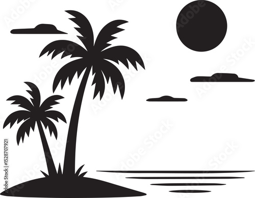 Coconut Tree silhouette Vector | Minimalist & Trendy Coconut Tree Silhouette Design | Unique & Stylish Coconut Tree Artwork for Vector design