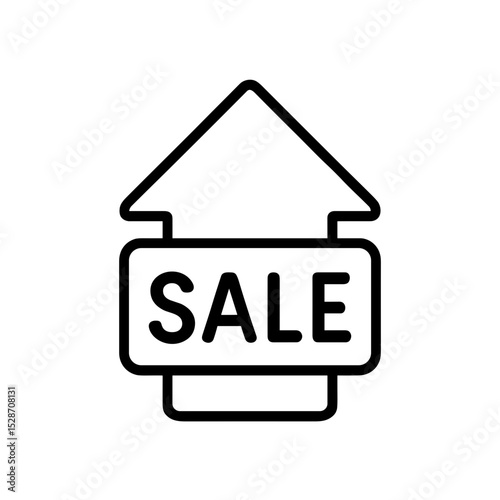 Arrow with sale label representing price increase or hot deals – outline icon