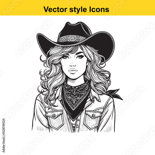 Western Culture Traditions – Cowboy, Cowgirl, Horse, and Frontier Lifestyle Illustration

