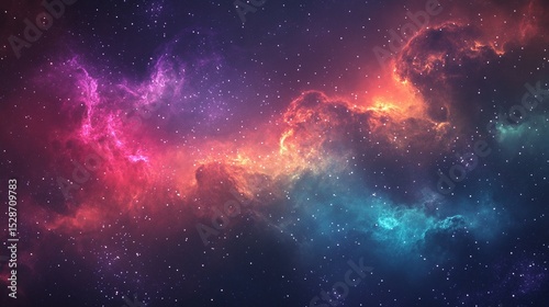 Colorful nebulae in the cosmos, swirling colors and stars