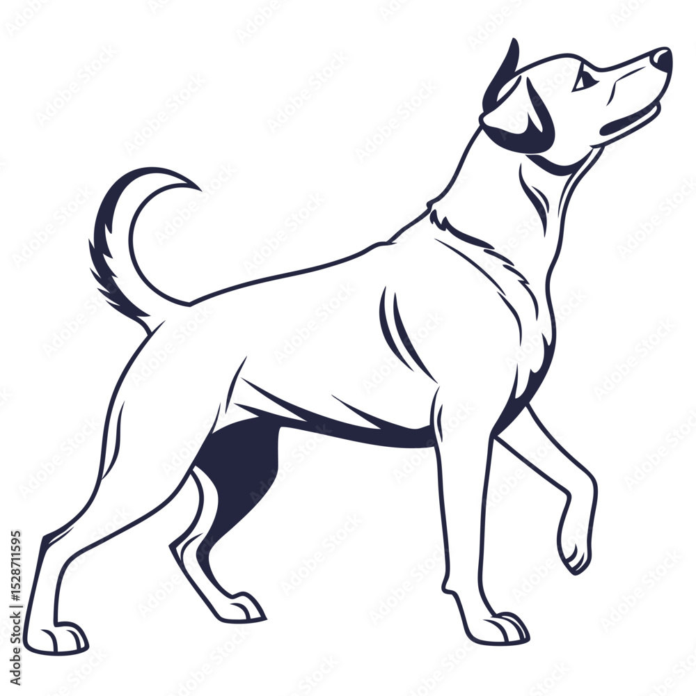 Fototapeta premium silhouette dog on white background