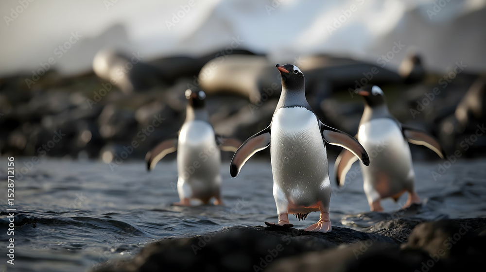 Obraz premium Antarctic Penguins On Rocks
