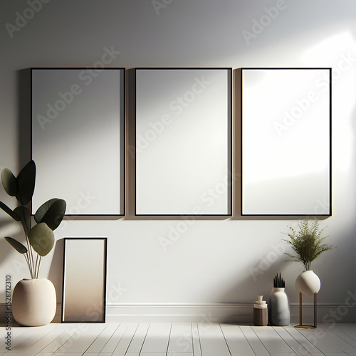 Multi-Frame Wall Art Mockup in Modern Interior
