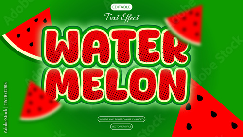Green Cartoon Watermelon Editable Text Effect