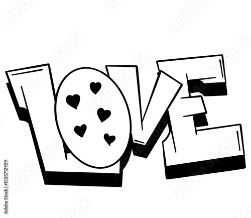 graffiti letters LOVE textured in black and white