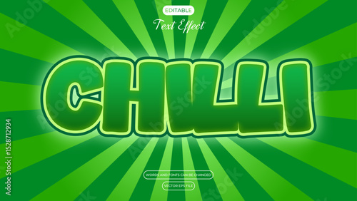 Green Cartoon Chilli Editable Text Effect