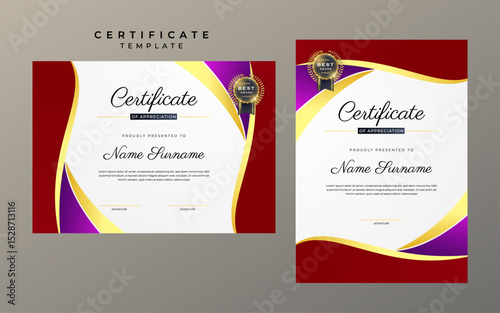 Certificate Of Appreciation Template With Luxury Gold Design