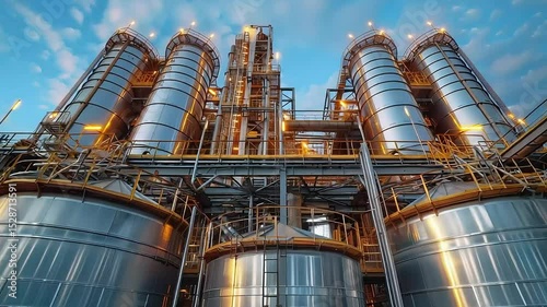 large oil tanks in industrial areas footage