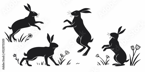 Black and wild mammal animal vector collection silhouette  vector  illustration