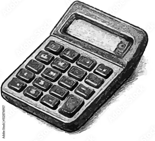 Hand-drawn calculator sketch used for math calculations, finance, and schoolwork