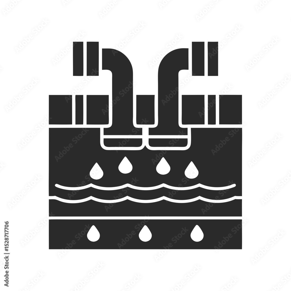 Obraz premium Wastewater icon vector silhouette illustration isolated on white background