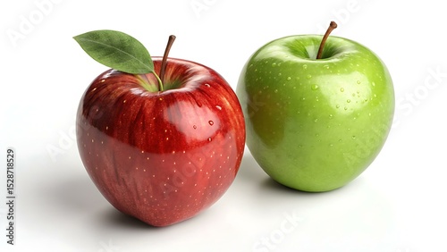 Fresh Red Apple and Green Apple Isolated, Two Apples, Pears, Juicy Apple, Fresh Fruit