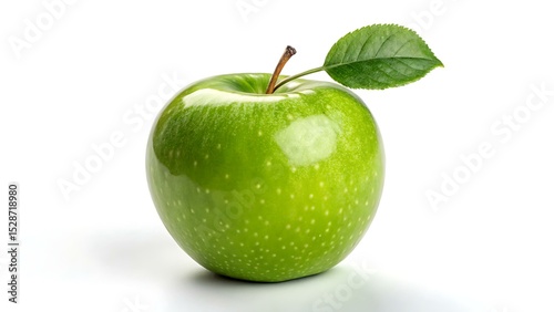 One Green Apple on White Background, Red Apple,Pears, Peaches, Fresh Fruit