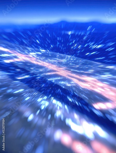 Abstract view of a night landscape streaked with motion blur