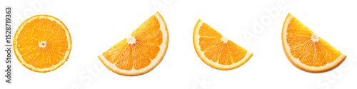 Fresh orange slices on a white background