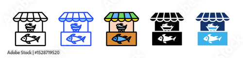 Fish Market Icon Collection With Multiple Styles
