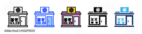Flower Shop Icon Collection With Multiple Styles