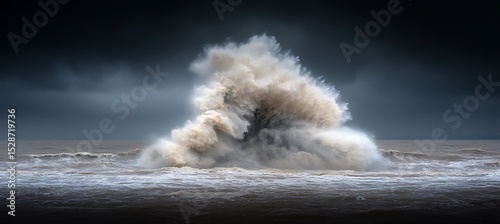 A large ocean wave cresting during a tumultuous weather system