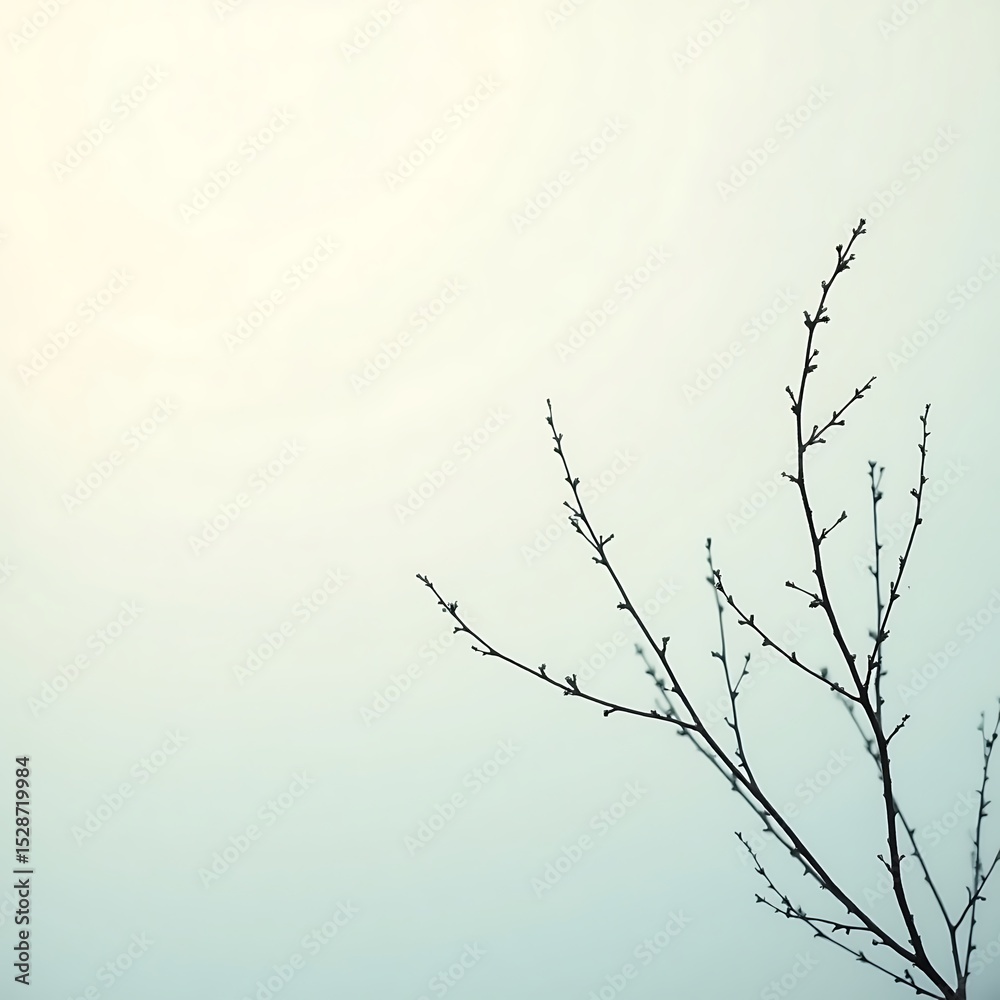 Obraz premium Bare tree branches against a pale sky minimalist nature photography for spring season and winter season