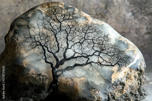 Dendrites: A Detailed Crystal Specimen on Stone from Prehistoric Past