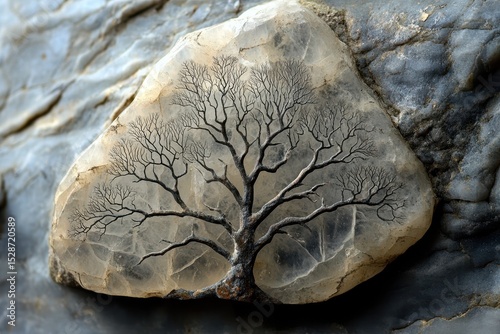 Dendrites: Crystal Specimen with Intricate Shapes Found on an Ancient Stone