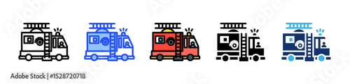 Fire Truck Icon Collection With Multiple Styles