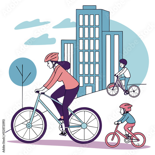 Woman cyclist riding a bicycle, enjoying the sport and fun summer activity