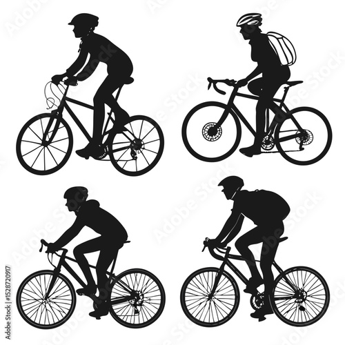 Cyclist silhouette vector illustration of people riding bikes, perfect for sport and exercise icon sets