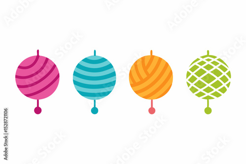 set of Yarn icon vector silhouette illustration isolated on white background