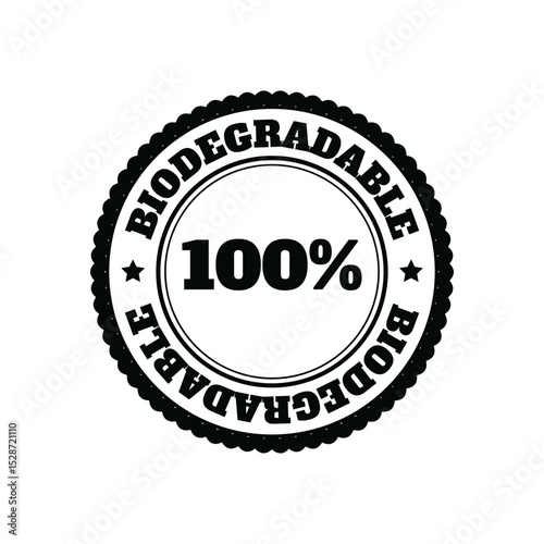 100% Biodegradabl Product Stamp Vector Logo