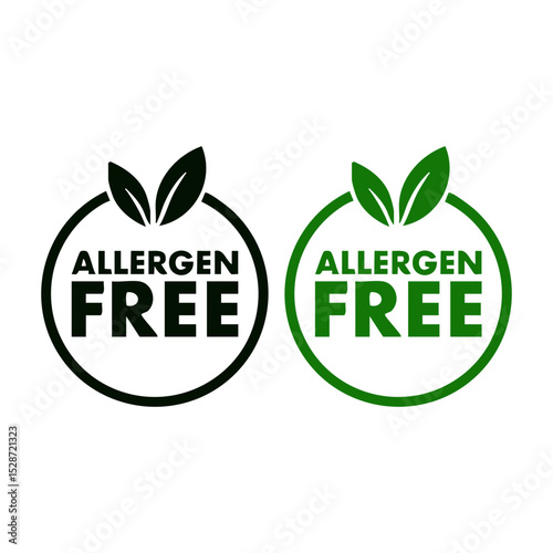 Allergen Free Product Free Allergen Icon Vector Logo Sign Black-Green
