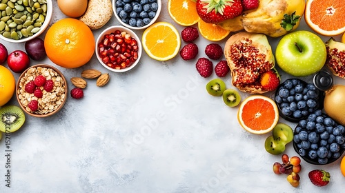 A Delicious Healthy Assortment of Fresh Fruits and Nutritious Foods