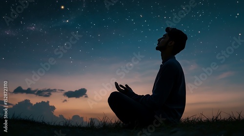 A person gazes at the night sky full of bright shining stars