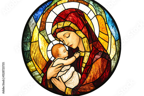 Madonna and Child in stained glass