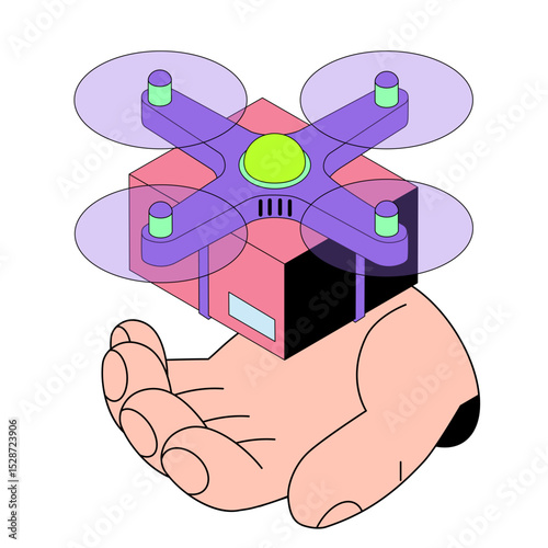 Drone delivering package into hand