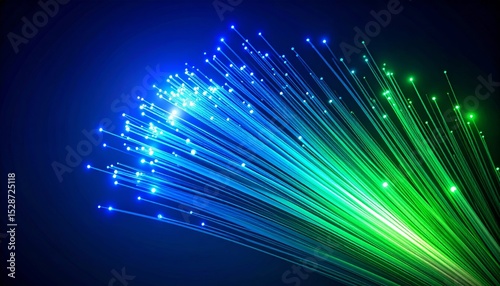 Blue futuristic fiber optic light burst with glowing star trails, a bright abstract energy design