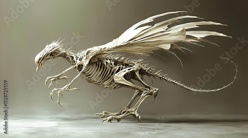 Digital Illustration Of A Skeletal Dragon