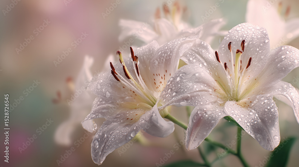 Fototapeta premium Elegant White Lilies in Full Bloom With Glow