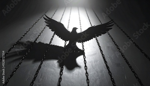 Silhouette of a Bird Cast by Interlocked Chain Shadows, Dramatic Light