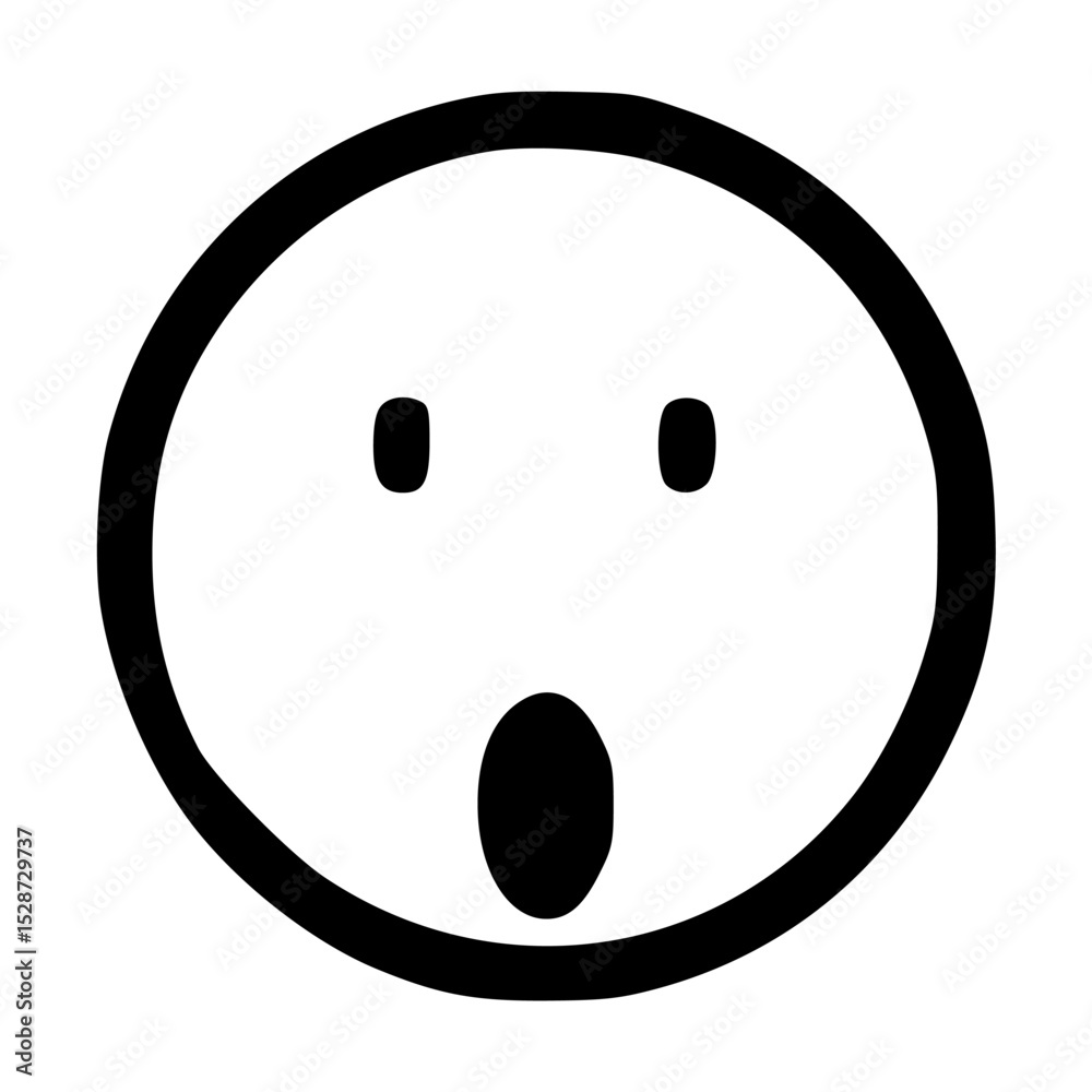 Fototapeta premium Simple black and white illustration of a surprised or shocked face.