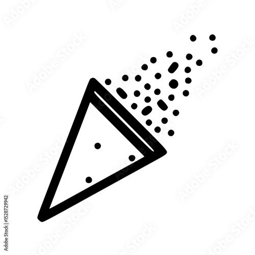 Minimalist illustration of a party popper with confetti exploding outwards, outlined in black against a white background.
