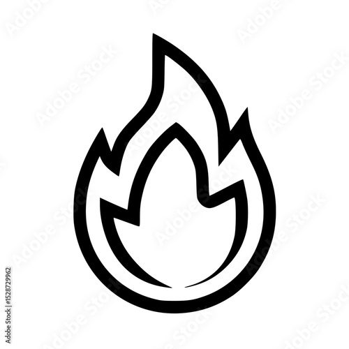 Simple black outline graphic of a stylized flame.
