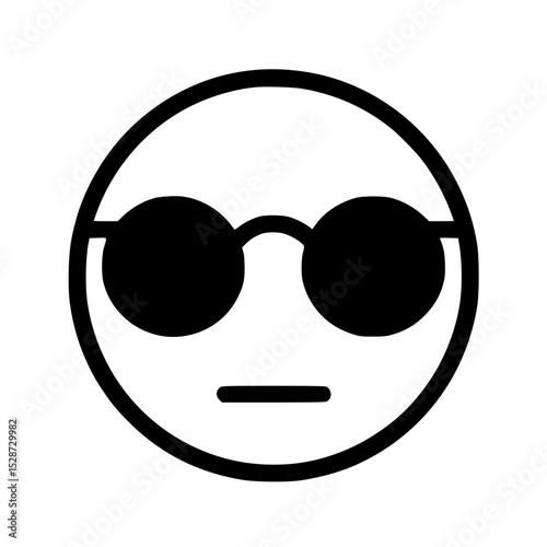 A simple, minimalist illustration of a face wearing sunglasses, looking cool.